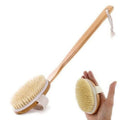Bath loofah with long wooden stand